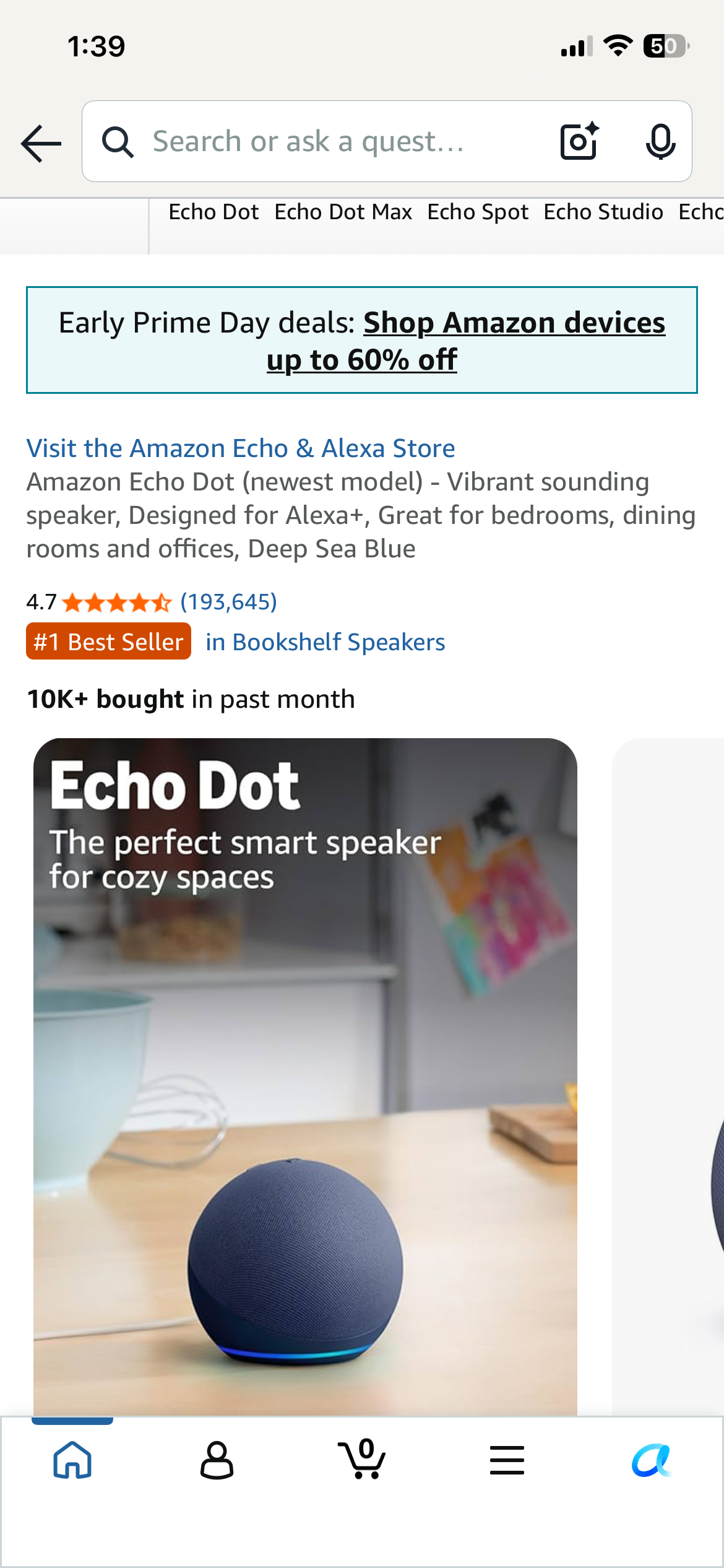 Amazon Echo Dot (Newest Model) - Deep Sea Blue