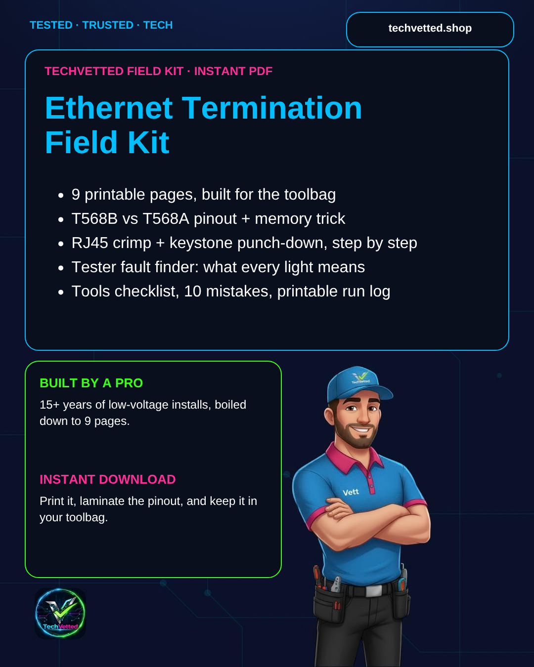 What's inside the Ethernet Termination Field Kit: 9 printable pages