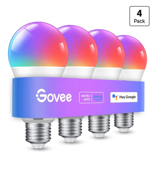 Govee Smart Light Bulbs (4-Pack, Color Changing, WiFi + Bluetooth)