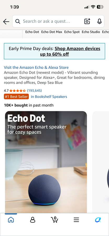 Amazon Echo Dot (Newest Model) - Deep Sea Blue