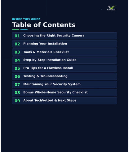 Table of contents preview - DIY Security Camera Installation guide
