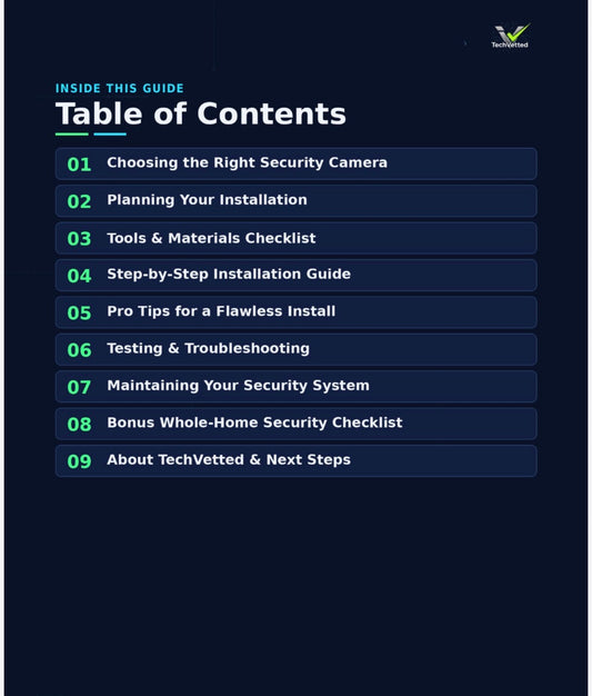 Table of contents preview - DIY Security Camera Installation guide